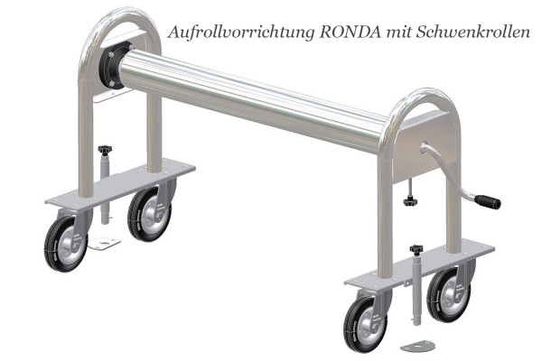 Aufrollvorrichtung RONDA 110 fahrbar auf Schwenkrollen
