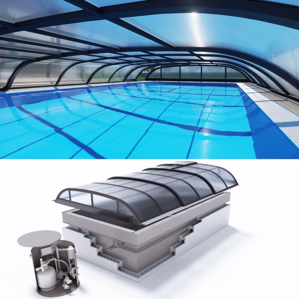 Albixon QUATTRO G2 Polypropylen Pool Komplettset mit Überlauf und Dallas Überdachung