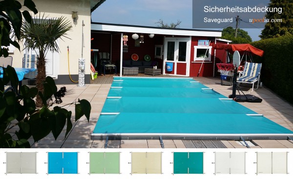 Hellblaue Saveguard Poolabdeckung 49 pro m² Preishit