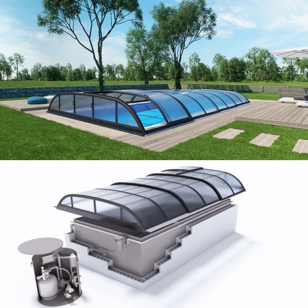 Albixon QUATTRO G2 Polypropylen Skimmerpool Komplettset mit Dallas Überdachung