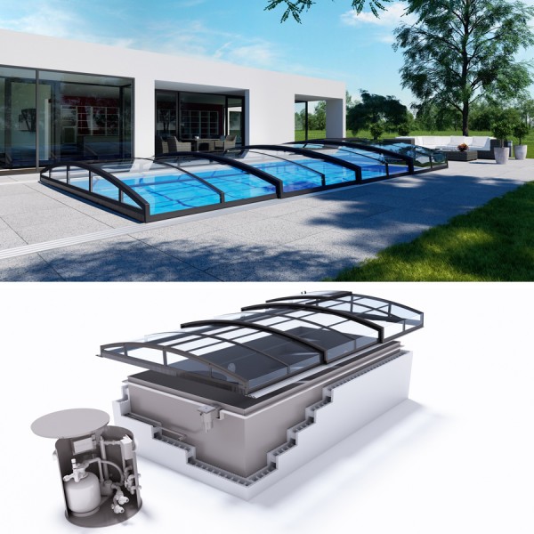 Albixon QUATTRO G2 Polypropylen Pool Komplettset mit Skimmer und Cassablanca Infinity Überdachung