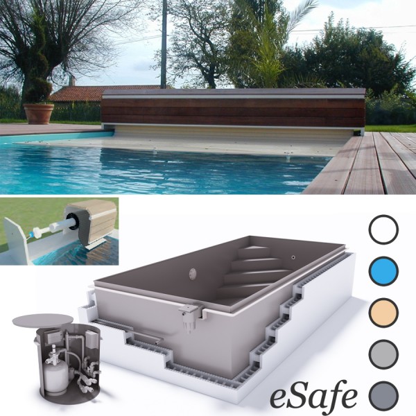 Upoolia Polypropylen Pool Komplettset mit Skimmer und Rollladenabdeckung Banc