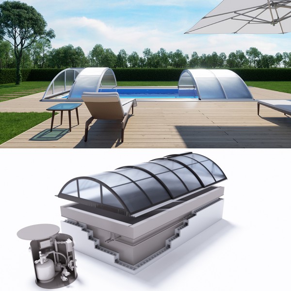 Albixon QUATTRO G2 Polypropylen Pool Komplettset mit Überlauf und Klasik Überdachung