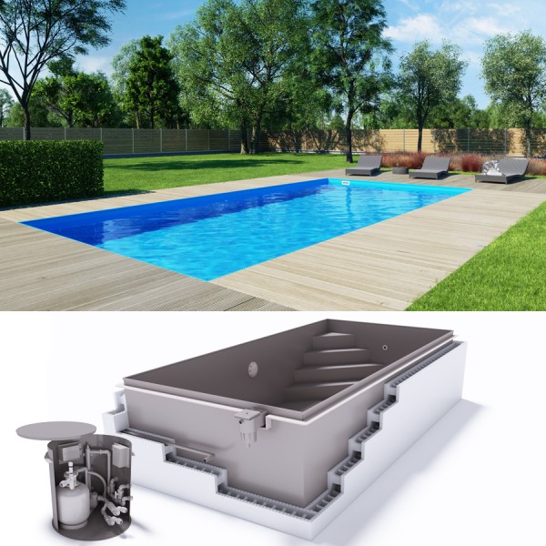 Albixon QBIG G2 Polypropylen Pool Komplettset Benefit mit Skimmer