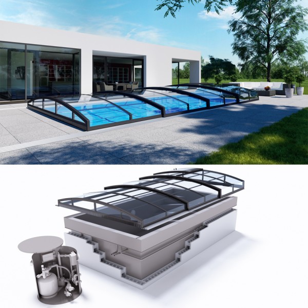 Albixon QUATTRO G2 Polypropylen Pool Komplettset mit Überlauf und Cassablanca Infinity Überdachung